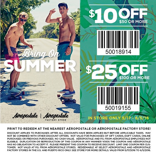 Coupon for: Summer Sale at Aéropostale Factory 