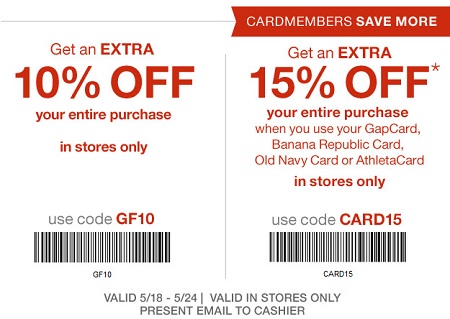 Coupon for: Save again at U.S. Gap Factory Stores