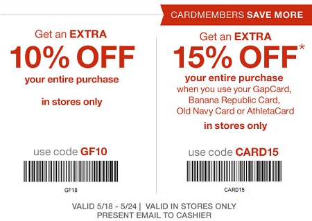 Coupon for: Save again at U.S. Gap Factory Stores