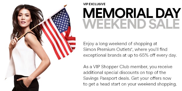 Coupon for: VIP exclusive Memorial Day Sale at Premium Outlets