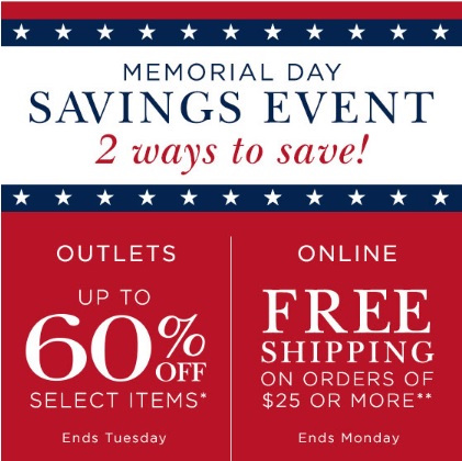 Coupon for: Memorial Day Long Weekend Sale at Crabtree & Evelyn Outlets