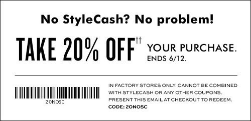 Coupon for: Redeem StyleCash at Banana Republic Factory