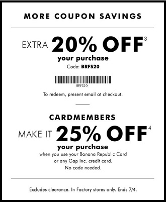 Coupon for: Shop the 4th of July sale at Banana Republic Factory