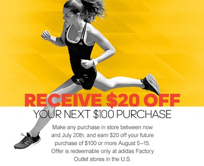 Coupon for: Get discount on your purchase at adidas outlet stores