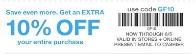 Coupon for: Take a chance and save at Gap Factory