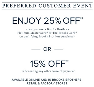 Coupon for: Prefered Customer Event at Brooks Brothers Factory Stores