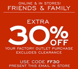 Coupon for: Friends & Family Sale Event at G.H. Bass & Co. Factory Outlet