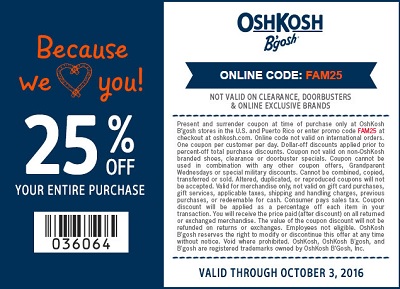 Coupon for: Friends & Family Sale at OshKosh B'gosh