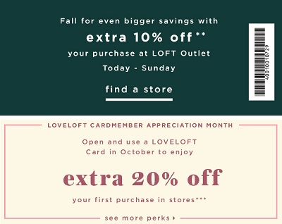 Coupon for: Fall's favorite on Sale at LOFT Outlet stores in the United States