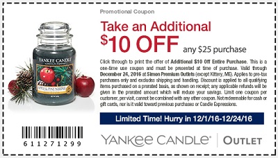 Coupon for: Yankee Candle Outlet Sale at Premium Outlets