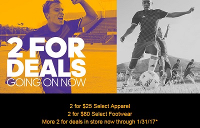 Coupon for: 2 For Deals going on at adidas Outlet Stores