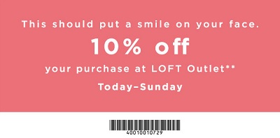 Coupon for: Long Weekend Savings at LOFT Outlets