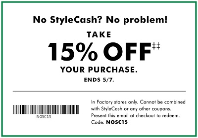 Coupon for: U.S. Banana Republic Factory: StyleCash is back!