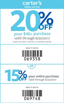 Coupon for: Save money with printable coupon at U.S. carter's