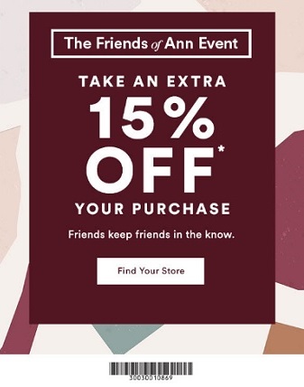 Coupon for: U.S. Ann Taylor Factory: Enjoy The Friends of Ann Event