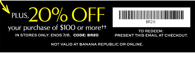 Coupon for: Banana Republic Factory Stores, 50% off everything