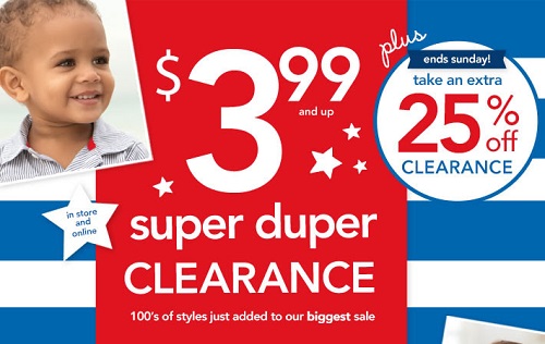 Coupon for: Carter's, Extra 25% off clearance