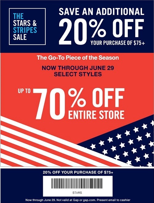 Coupon for: Gap Factory, extra 20% off