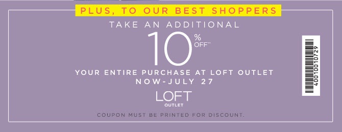 Coupon for: LOFT Outlet, an extra 10% off