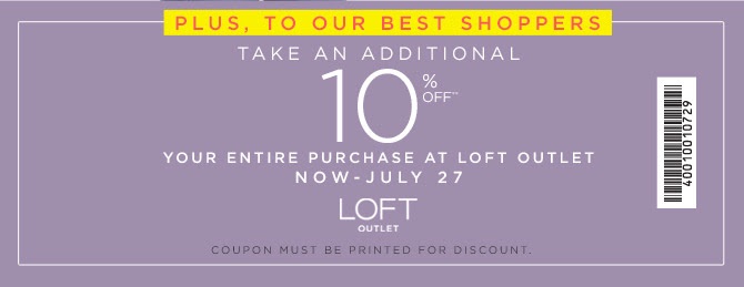 Coupon for: LOFT Outlet, an extra 10% off
