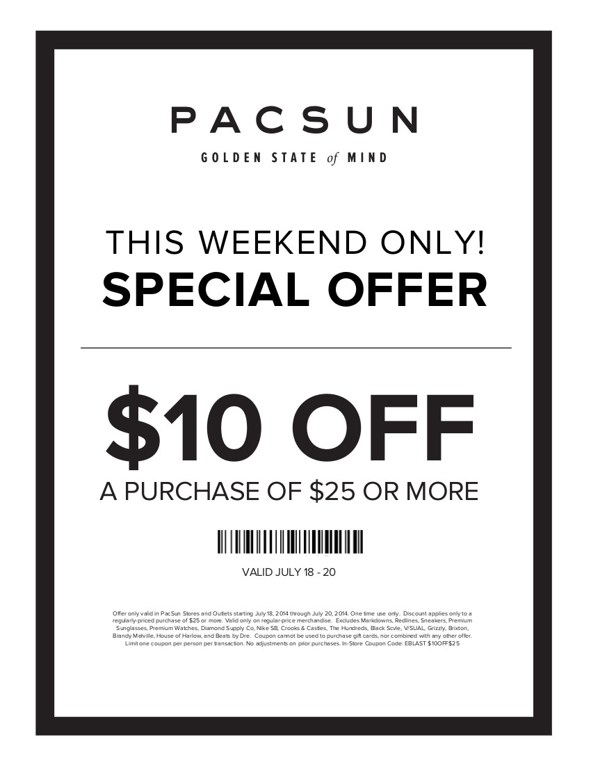 Coupon for: PacSun, Special Offer