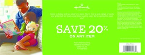 Coupon for: Hallmark, any item with 20% discount 