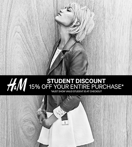 Coupon for: H&M, Student Discount, 15% off