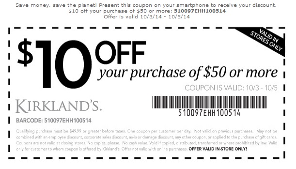 Oct 04, 2014 Kirkland's, Printable Coupon Outlet Stores and Malls